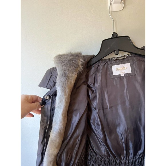 Laundry Shelli Segal Grey Zip Up Quilted Down Feather Puffer Coat Women XS NWOT - Picture 7 of 11
